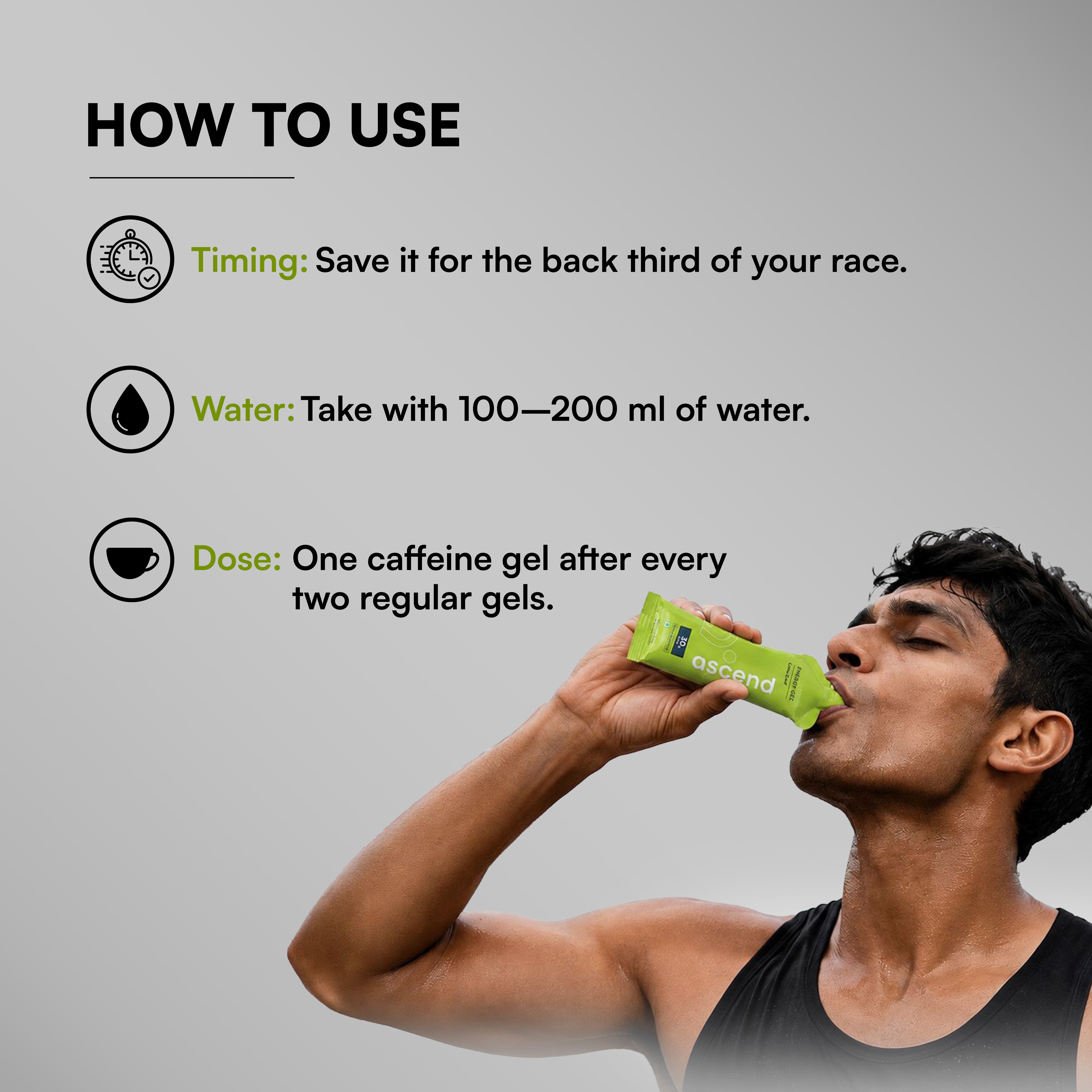 30 gm Carbs & 100 mg Caffeine - Ascend Energy Gel (Lime CAF)