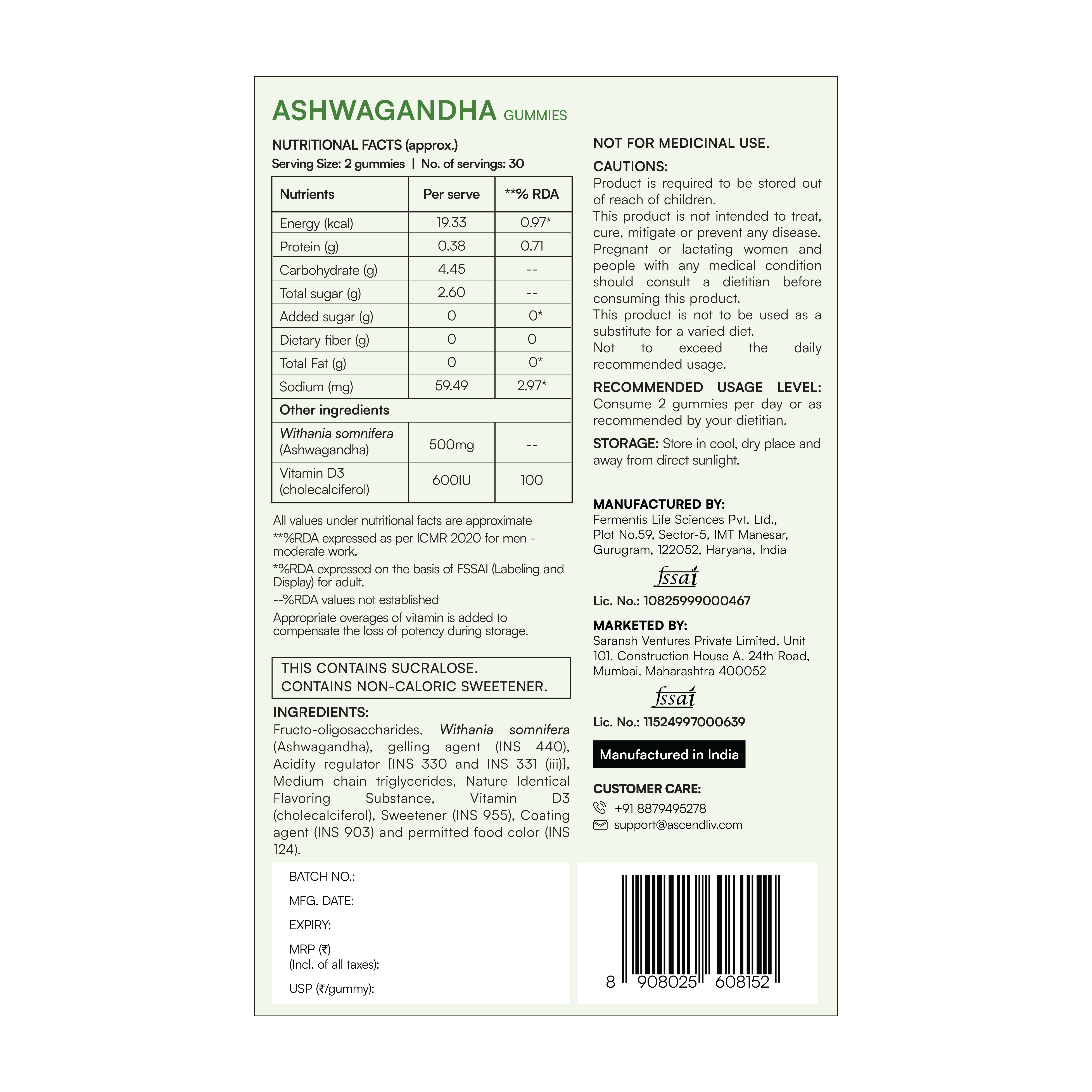 Ascend Ashwagandha Gummies