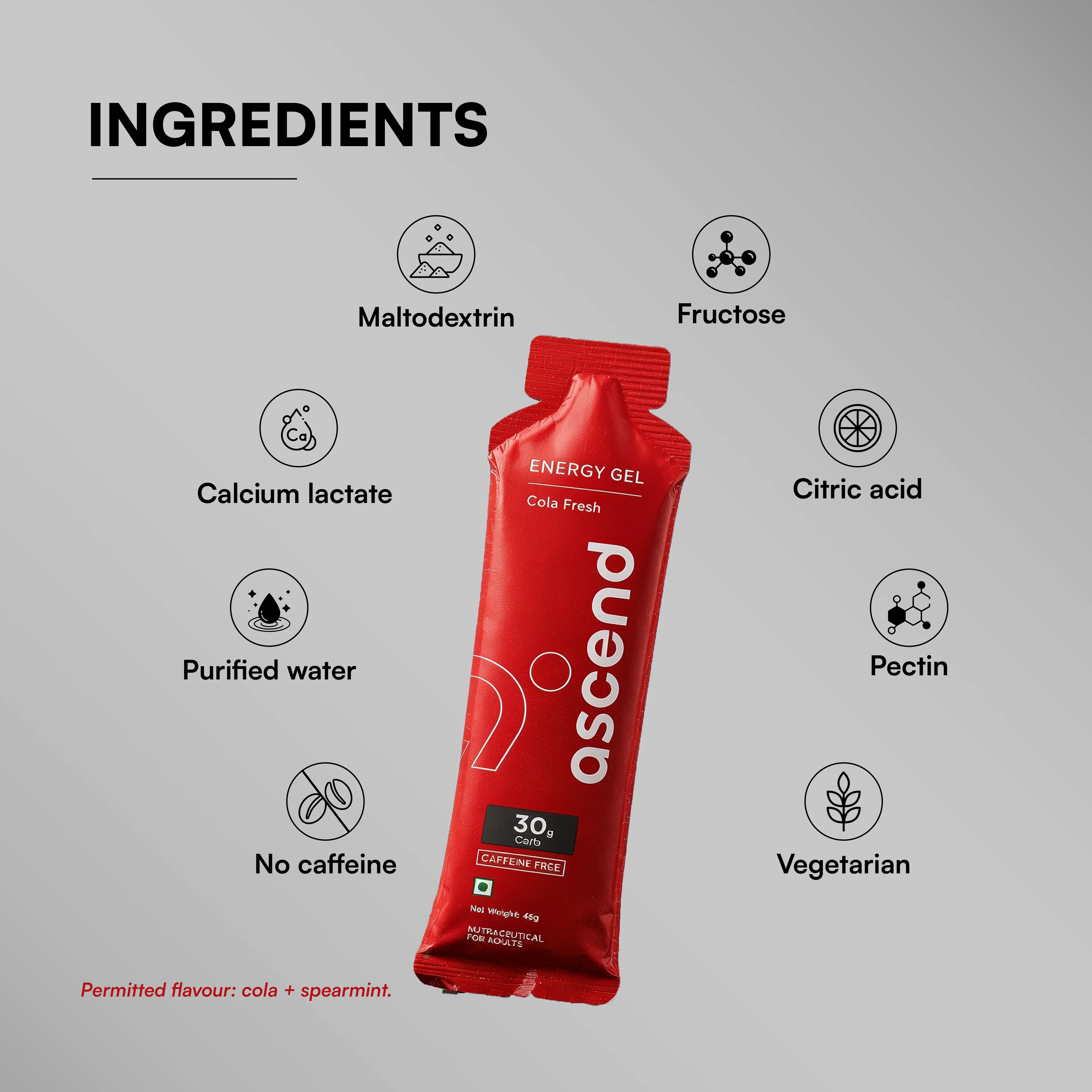 30 gm Carbs - Ascend Energy Gel (Cola Fresh)