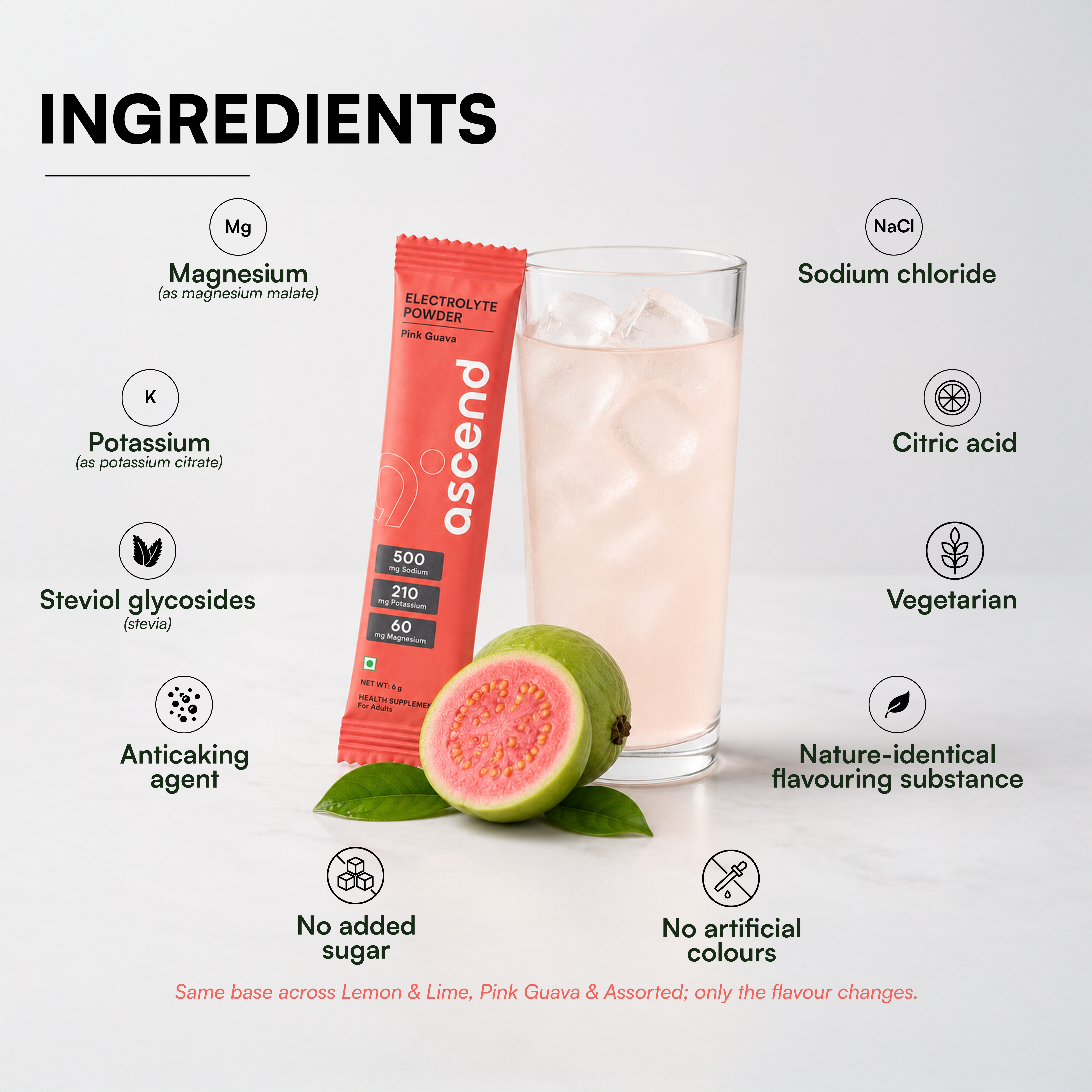 Zero Sugar Ascend Electrolytes - Pink Guava | 500 mg sodium