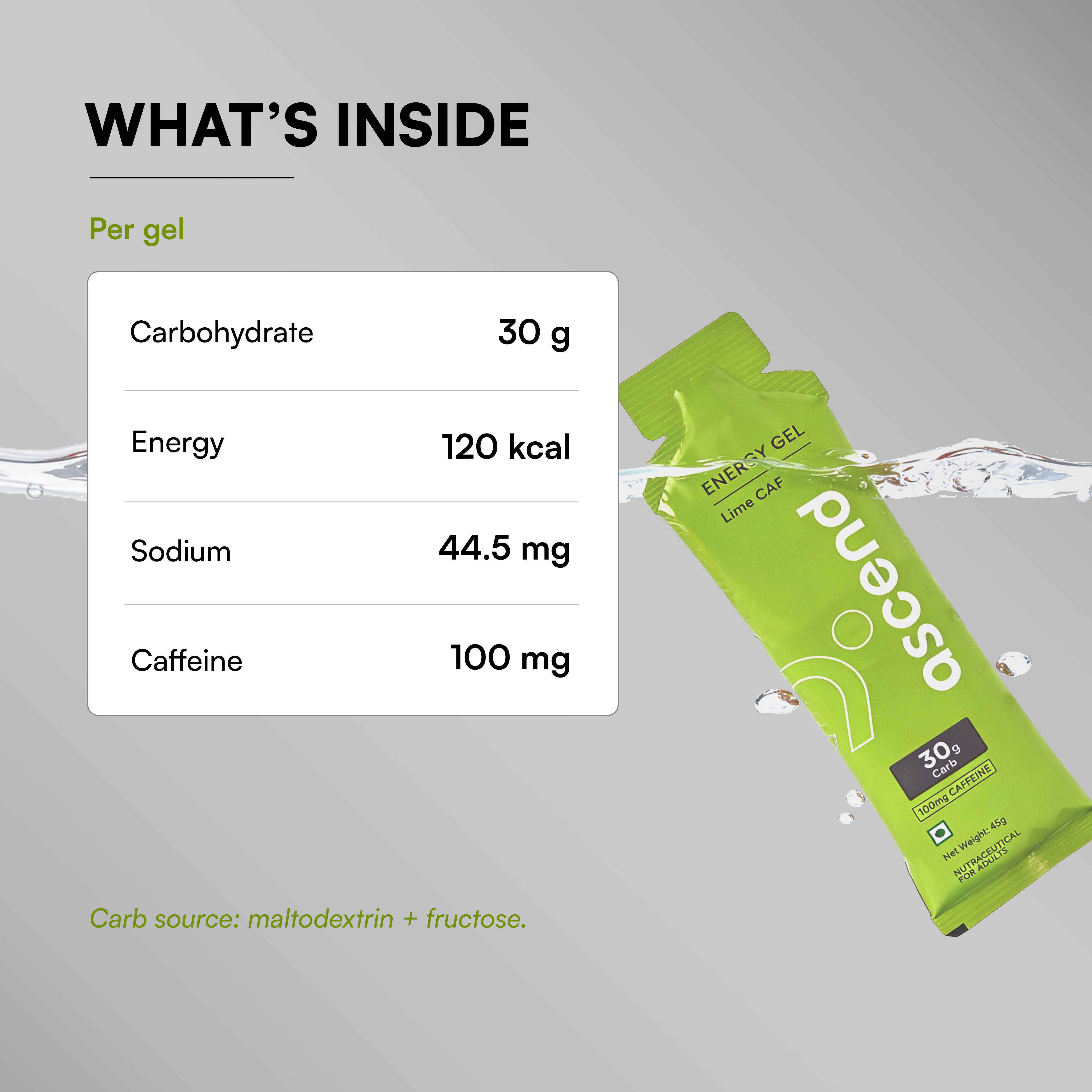 30 gm Carbs & 100 mg Caffeine - Ascend Energy Gel (Lime CAF)