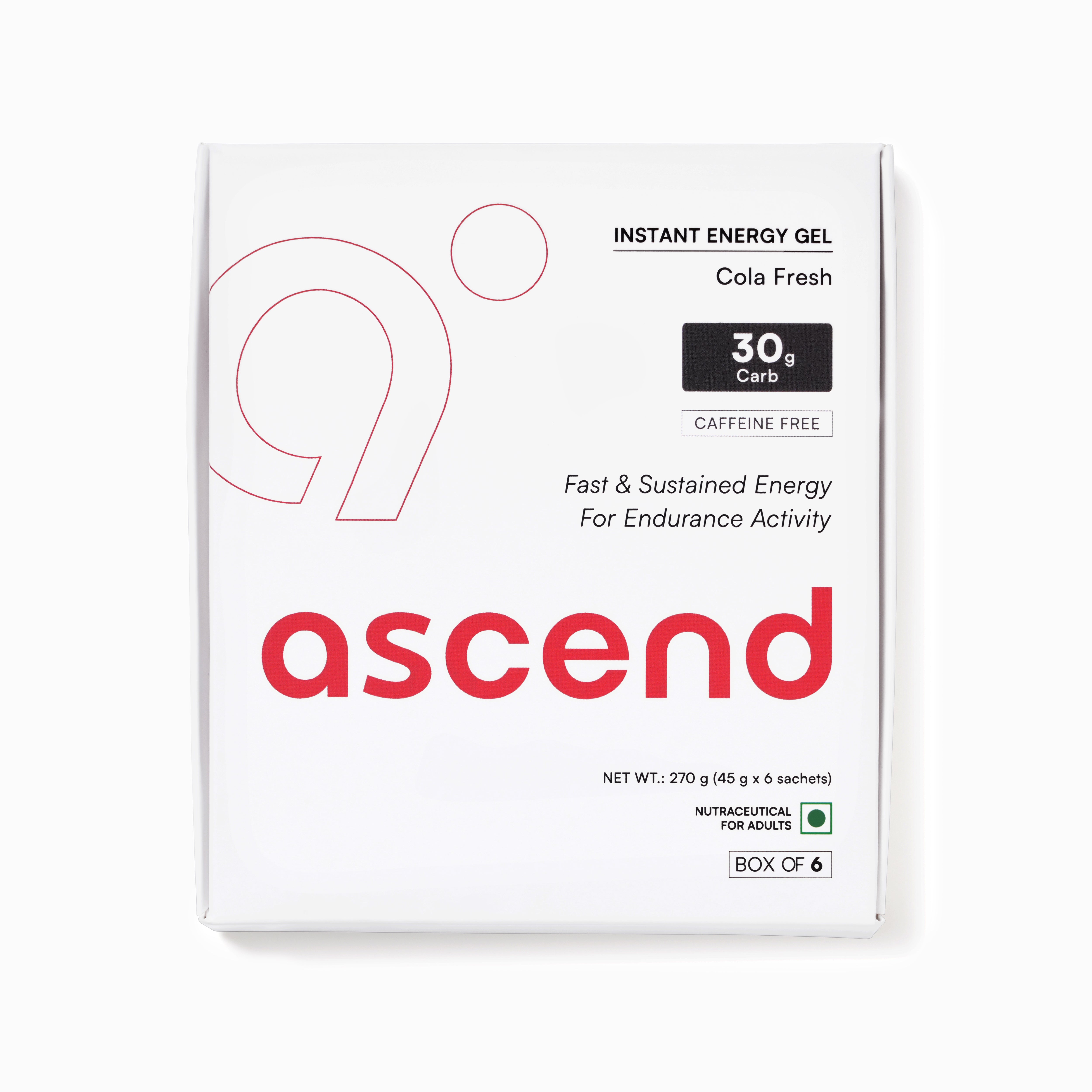 Ascend Cola Fresh Energy Gel non-caffeinated 30g carbs endurance runners India